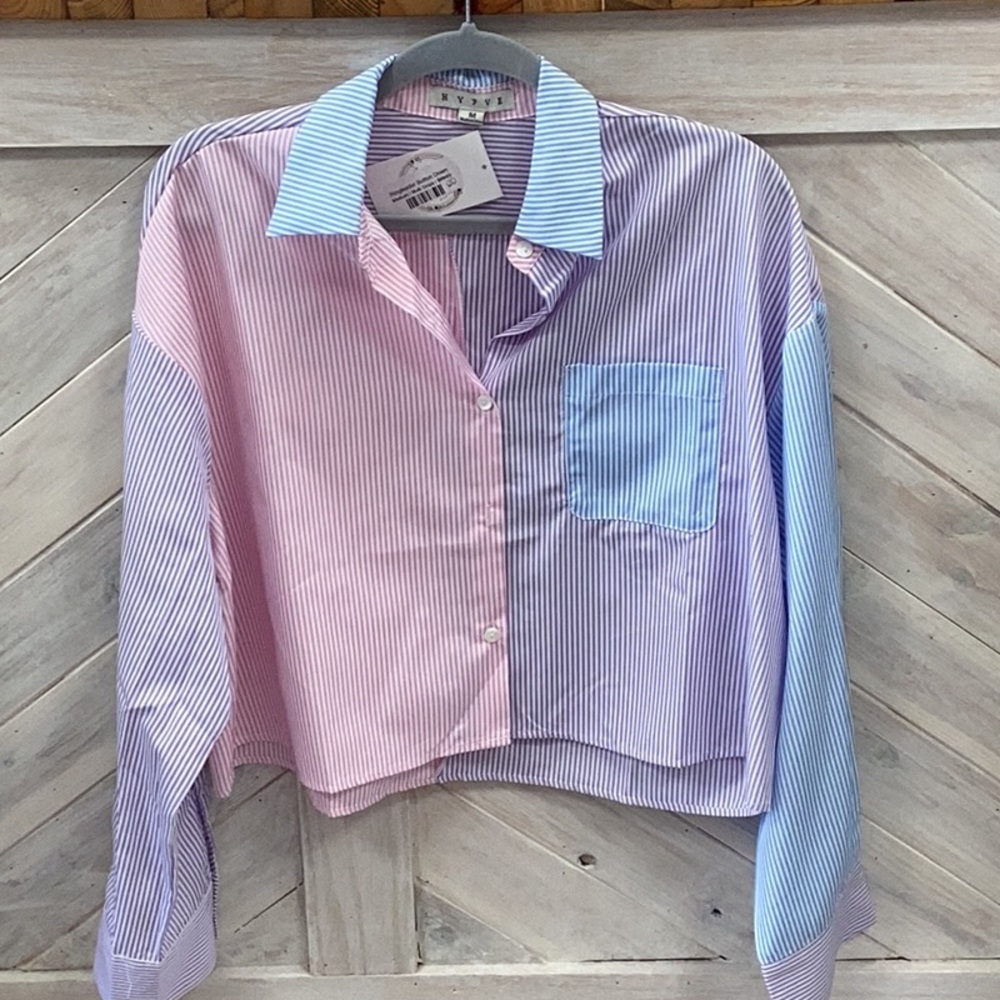 NEW Womens multicolor striped button down